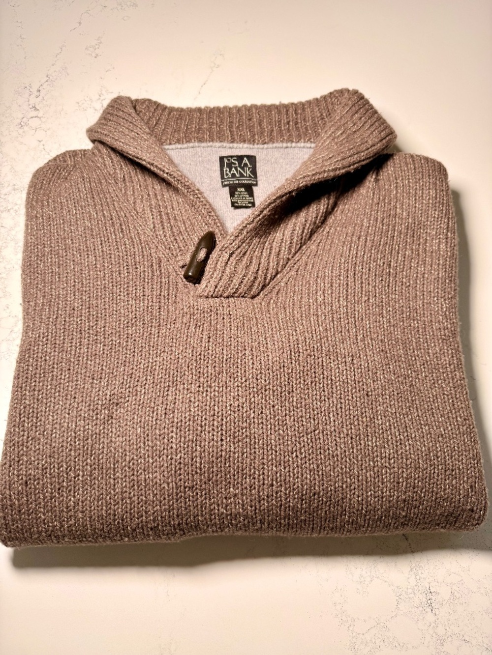 Jos. A. Bank Wool Blend Toggle Cowl Neck Sweater XXL Marled Brown